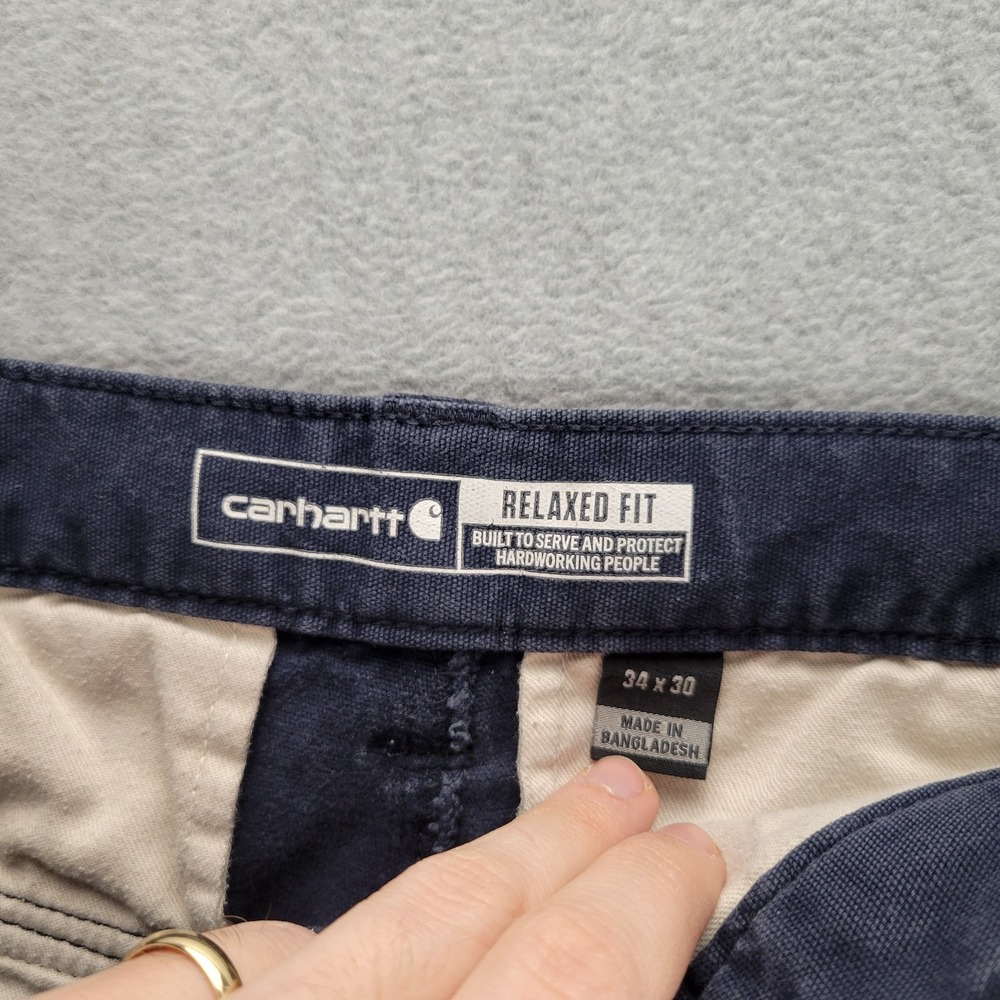 Carhartt Pants Mens 34x30 Blue Rugged Flex Relaxed Fit Canvas Cargo BN3574-M - Picture 7 of 11